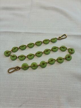 LOEWE Jade Green Donut Chain Bag Charm with Gold Links
